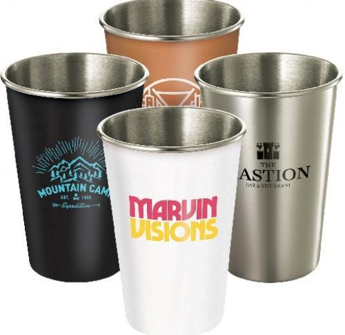 Custom Printed Stainless Steel Single Wall Steel Cups (400ml)